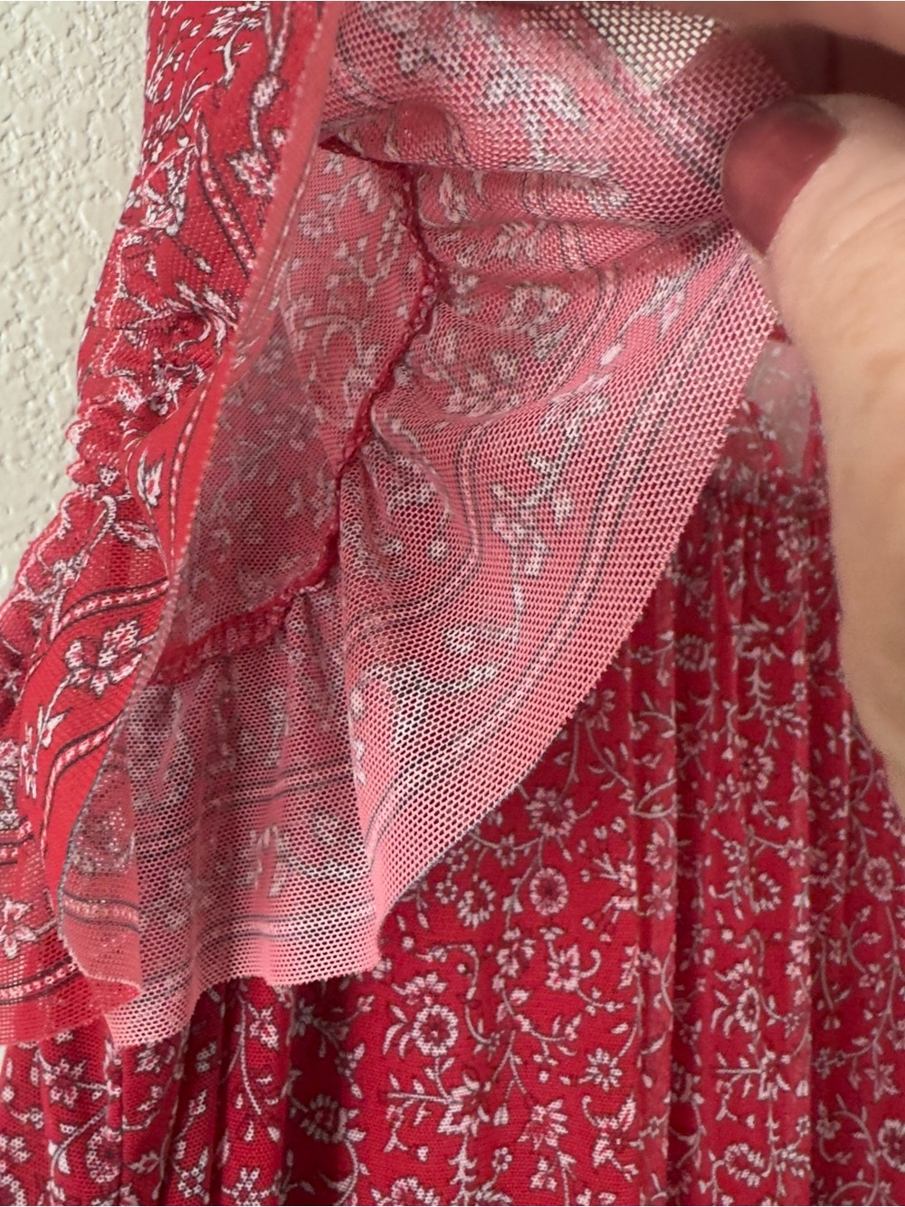 Max Studio Red Floral Boho Blouse - Picture 3 of 5